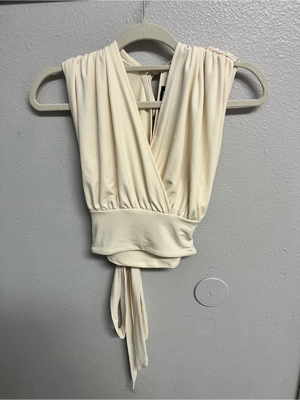 Express Cream Wrap Tank Crop Top